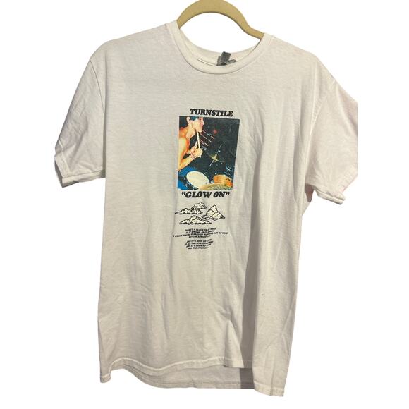 Turnstile “Glow on” 2 sided  like new white  Men’s T-shirt unisex size Medium - Picture 1 of 3